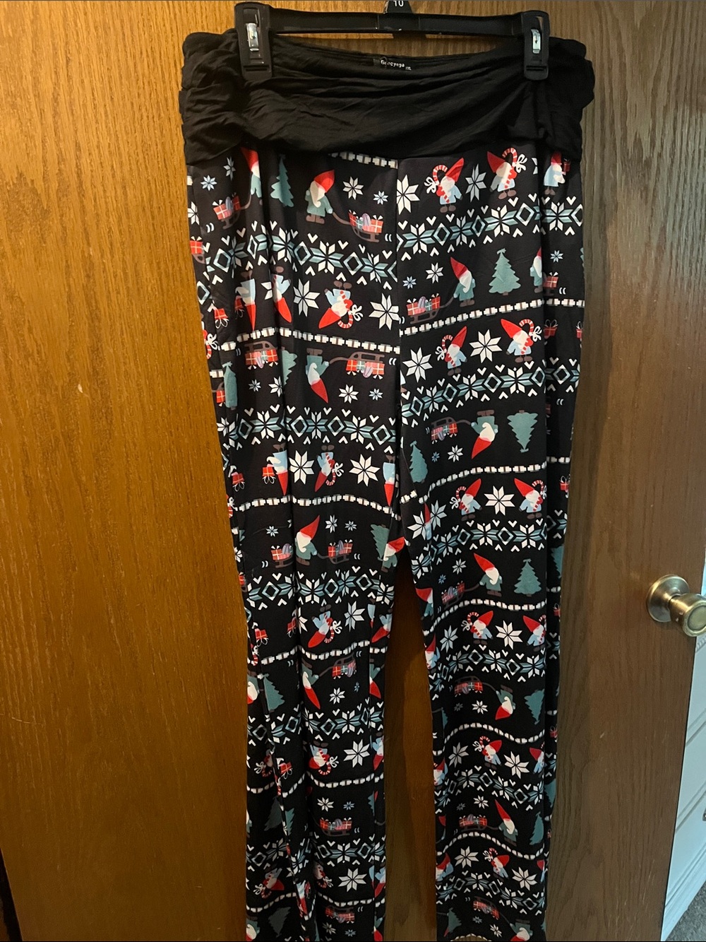 Wide Leg Holiday Print Lounge Pants - Black